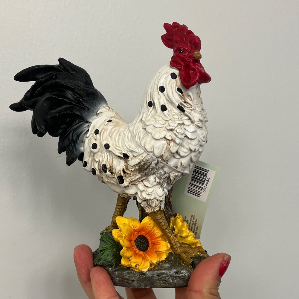 Colorful Rooster Figurine with Sunflower Accents
